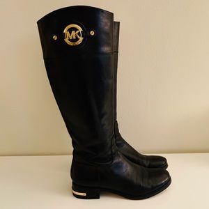 Michael Kors Block Heel Leather Knee Boots